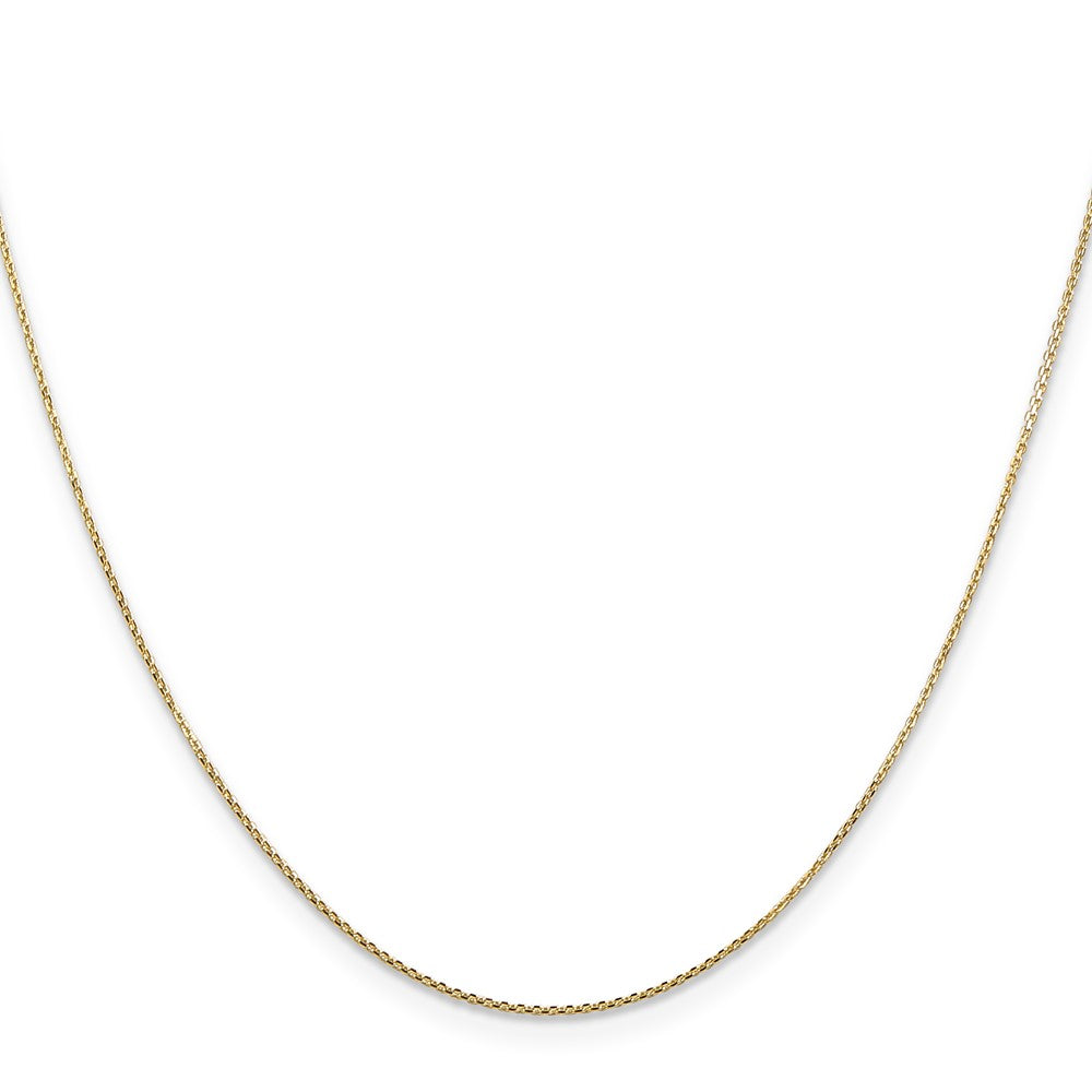 14K 24 inch .8mm Diamond-cut Round Open Link Cable with Lobster Clasp Chain
