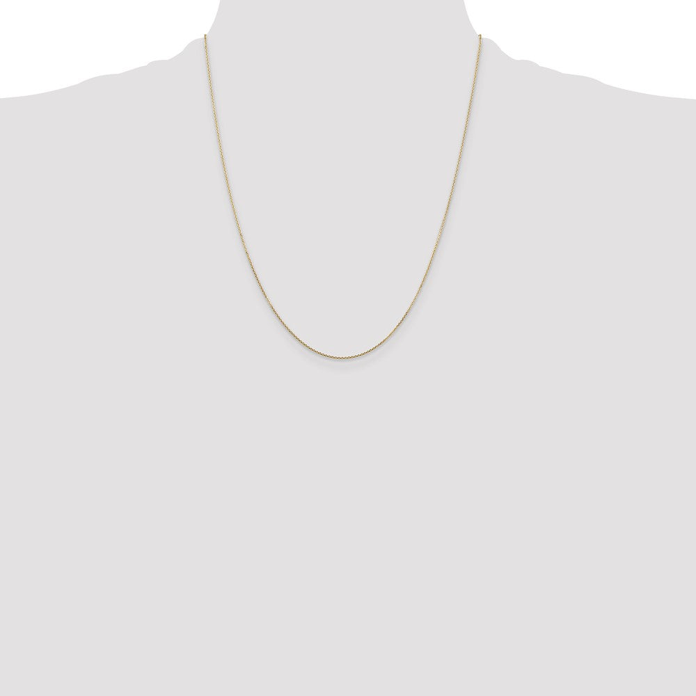 14K 22 inch .8mm Diamond-cut Round Open Link Cable with Lobster Clasp Chain