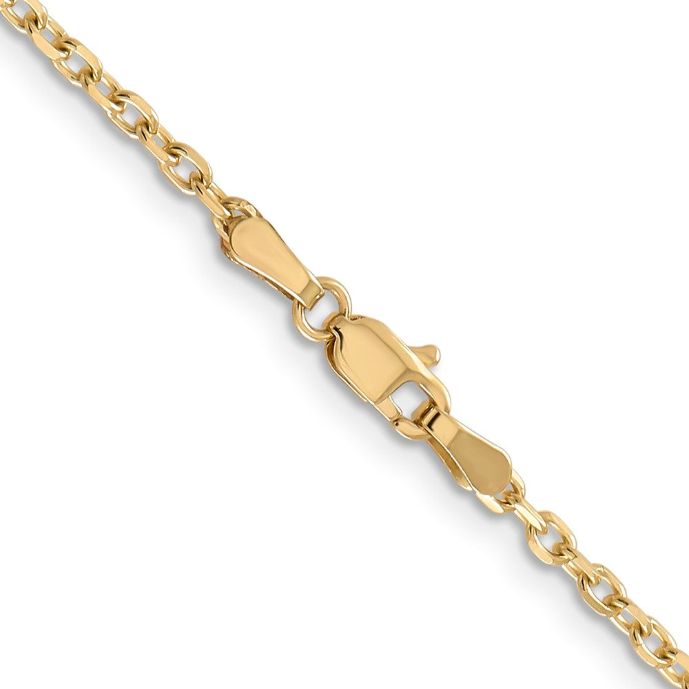 14K 22 inch 2.2mm Diamond-cut Round Open Link Cable with Lobster Clasp Chain