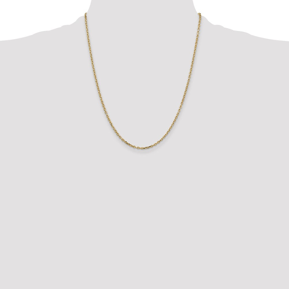 14K 22 inch 2.2mm Diamond-cut Round Open Link Cable with Lobster Clasp Chain