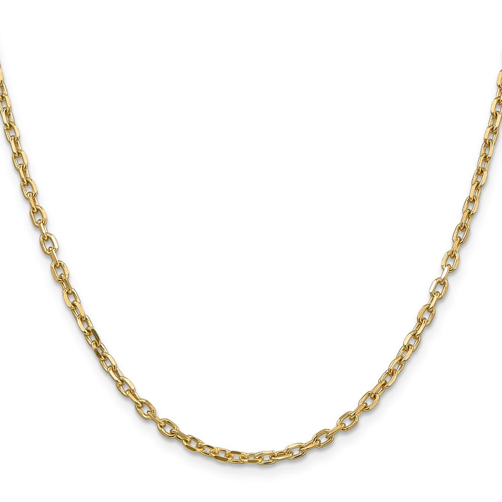 14K 16 inch 3mm Diamond-cut Round Open Link Cable with Lobster Clasp Chain
