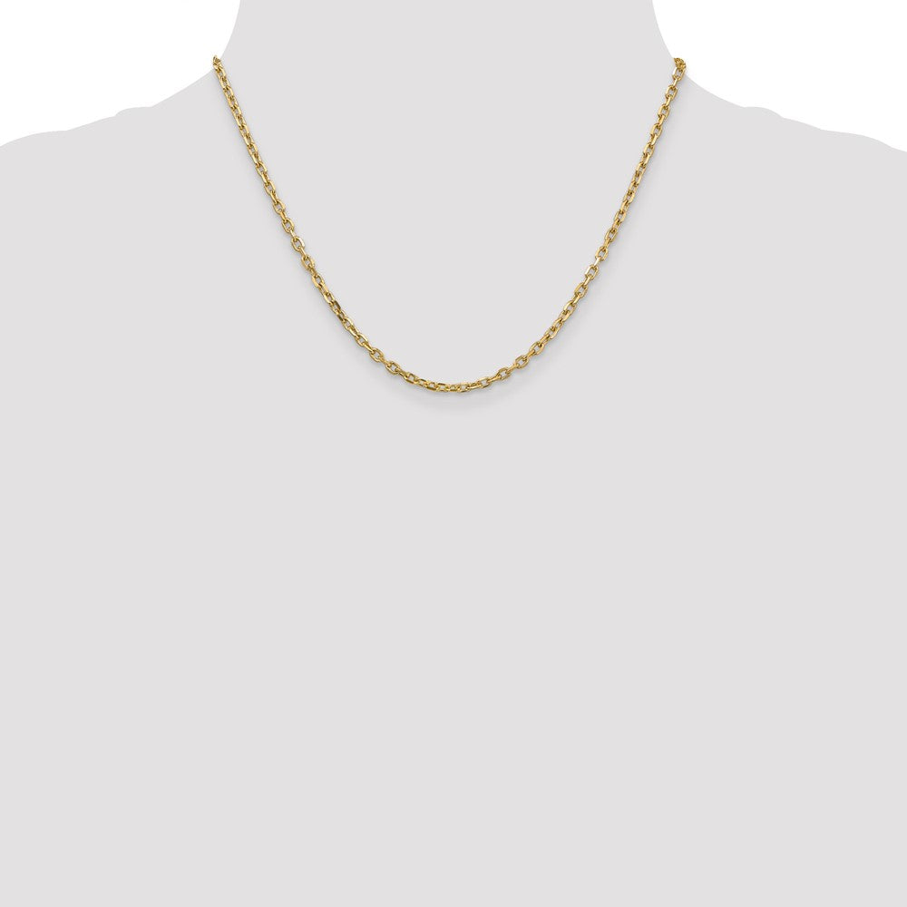 14K 18 inch 3mm Diamond-cut Round Open Link Cable with Lobster Clasp Chain