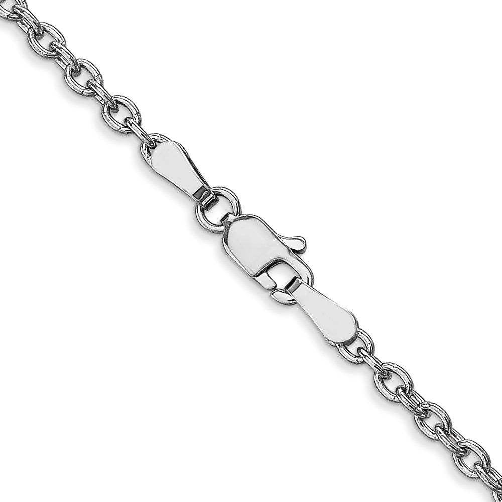 14K White Gold 24 inch 2.4mm Round Open Link Cable with Lobster Clasp Chain