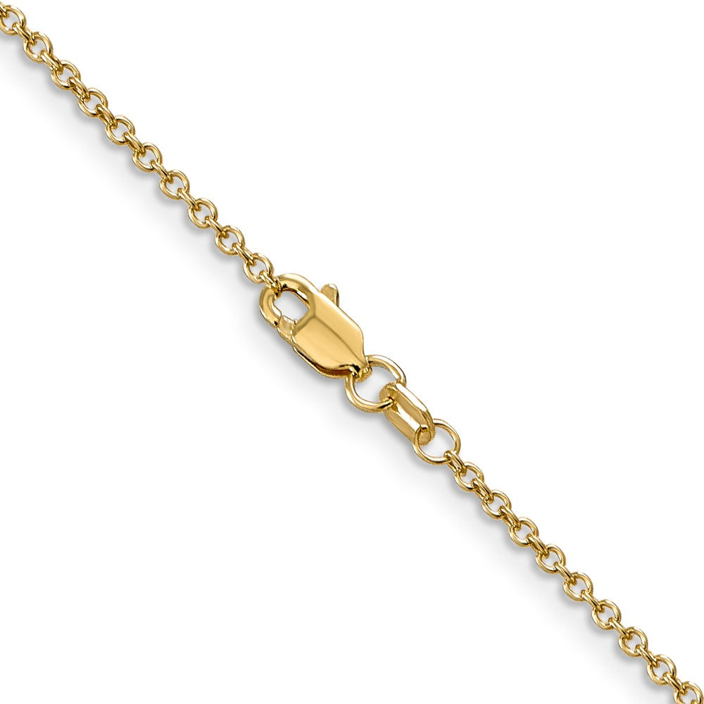 14K 24 inch 1.4mm Round Open Wide Link Cable with Lobster Clasp Chain