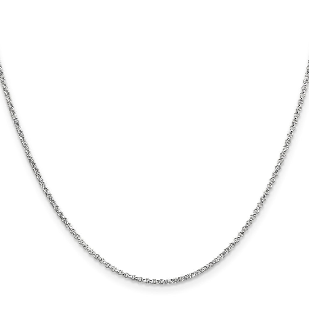 14K White Gold 24 inch 1.55mm Rolo with Lobster Clasp Pendant Chain