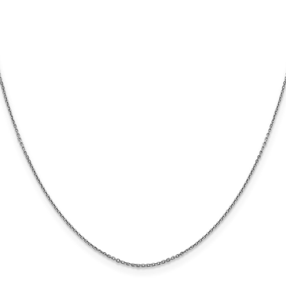 14K White Gold 26 inch .9mm Diamond-cut Round Open Link Cable with Lobster Clasp Chain