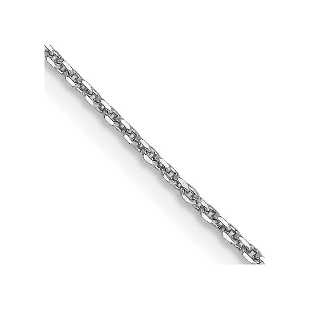 14K White Gold 24 inch .9mm Diamond-cut Round Open Link Cable with Lobster Clasp Chain
