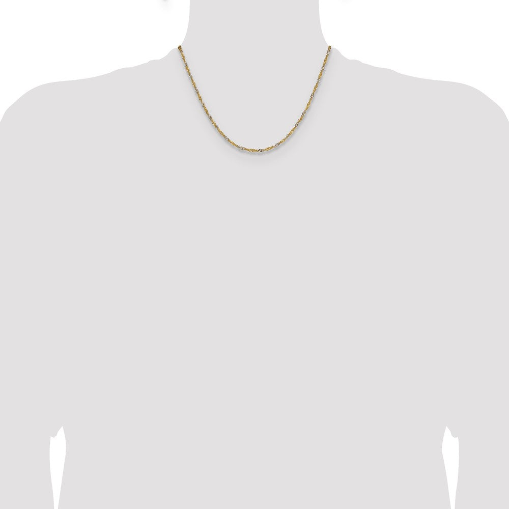 14k Yellow Gold with Rhodium 1.9mm Singapore Chain