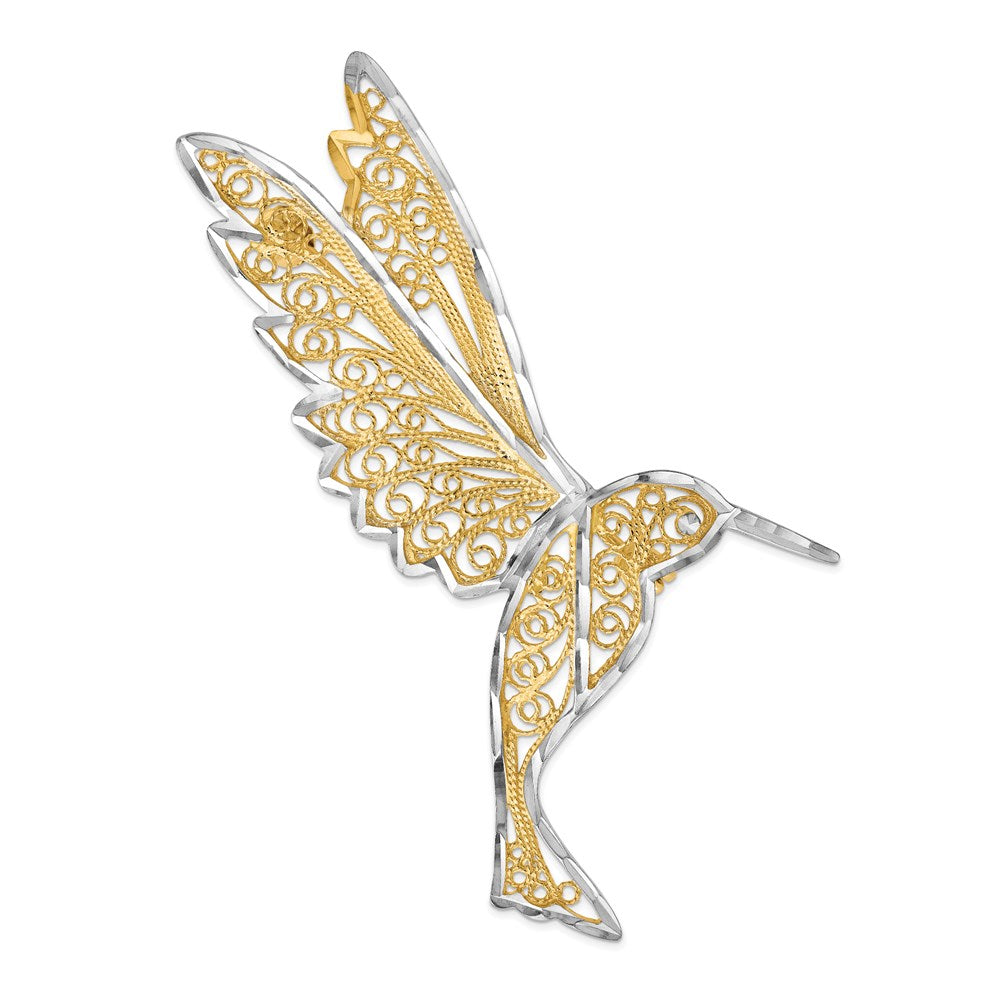 Casted;Diamond-cut;Polished;14K Yellow gold & rhodium;Filigree