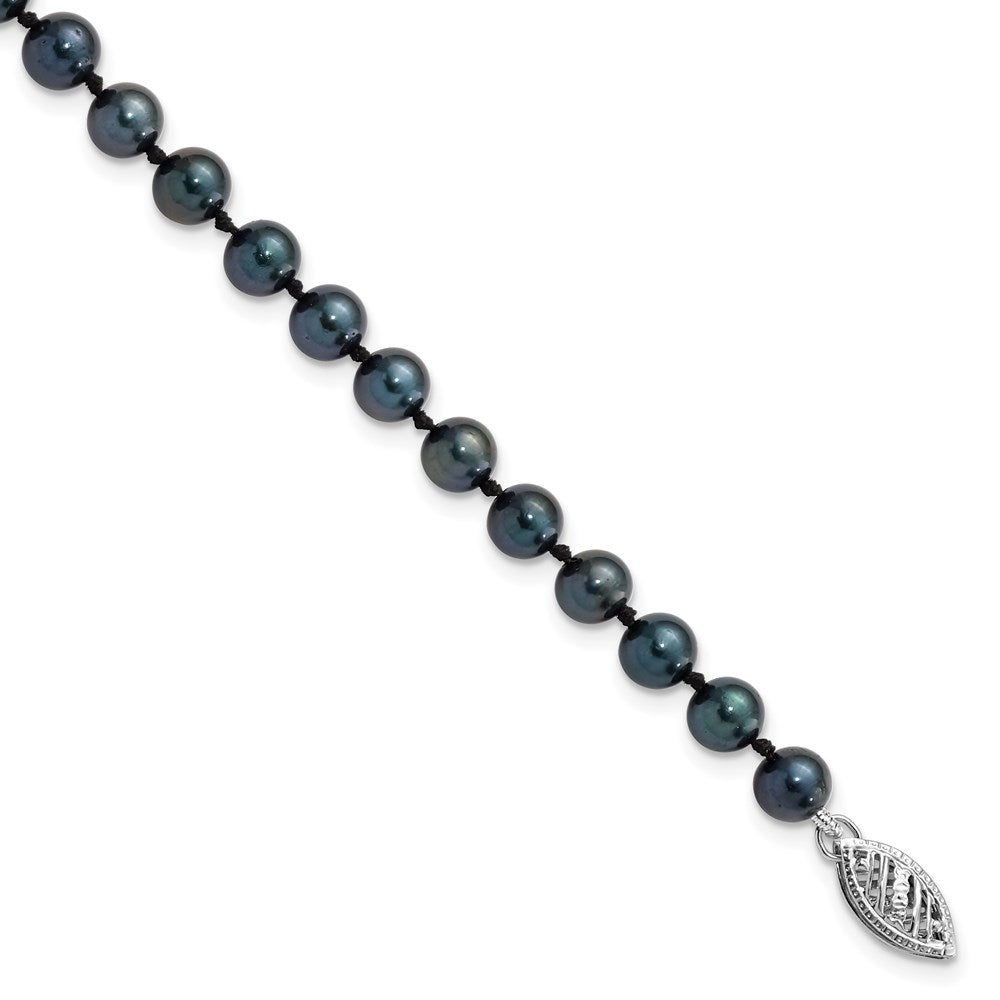 14K White gold;Dyed;Saltwater pearl;Pearl clasp