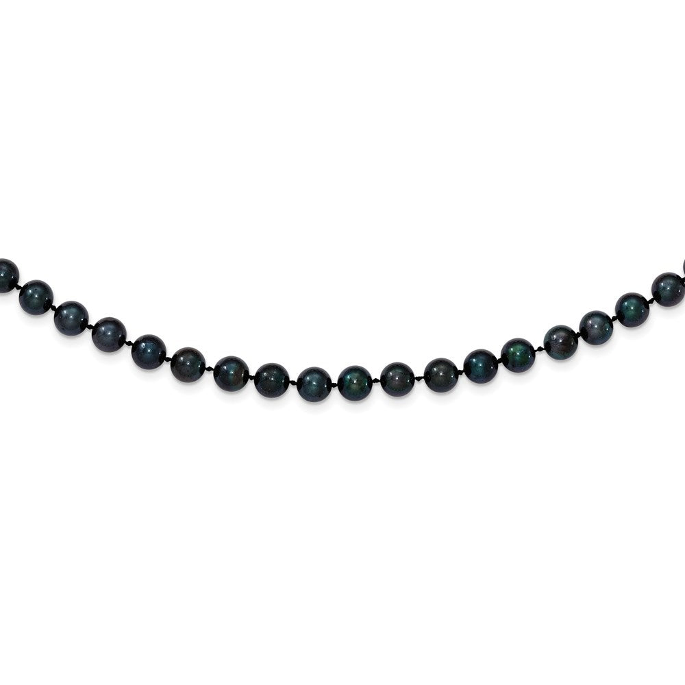 14k White Gold 6-7mm Black Round Akoya Saltwater Cultured Pearl 18 inch Necklace