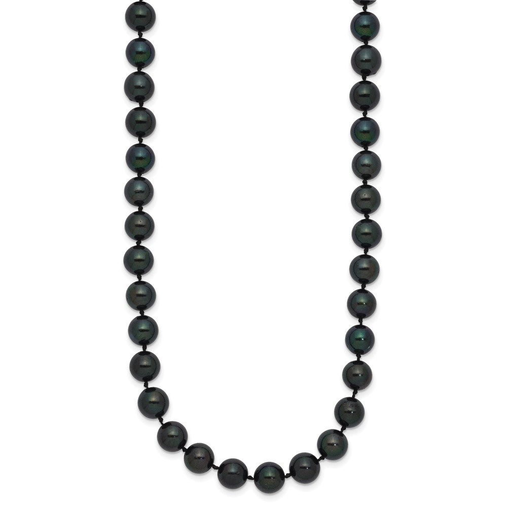 14k White Gold 7-8mm Black Round Akoya Saltwater Cultured Pearl 16 inch Necklace