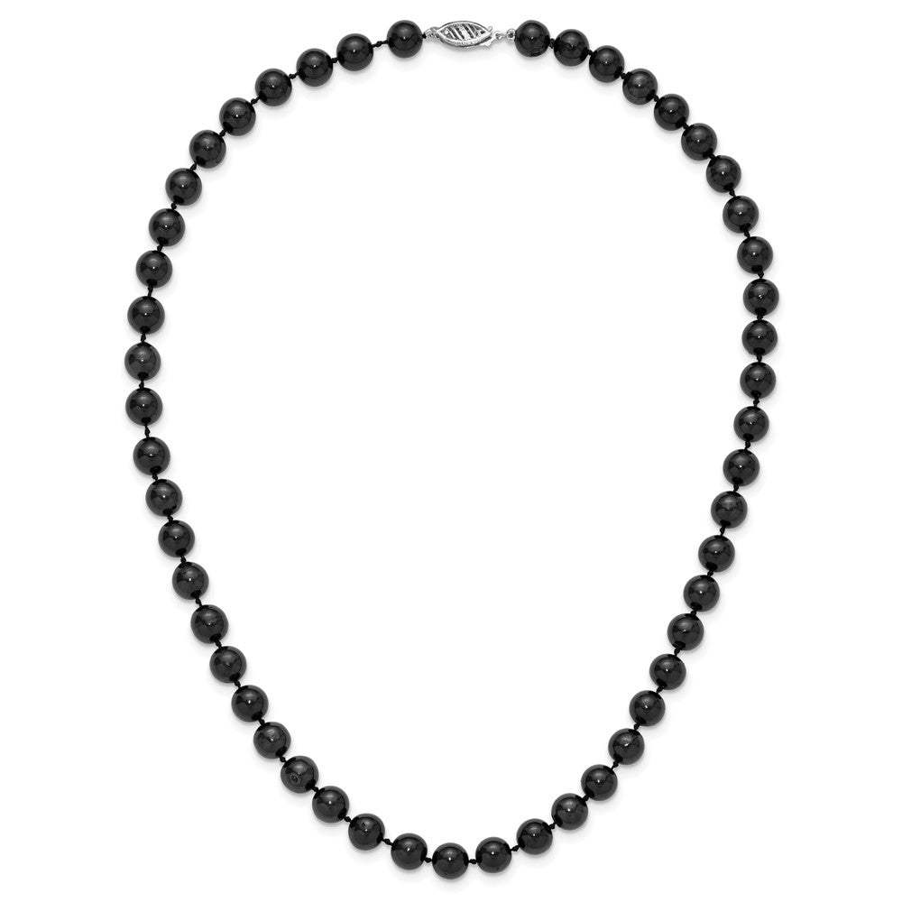 14k White Gold 7-8mm Black Round Akoya Saltwater Cultured Pearl 18 inch Necklace