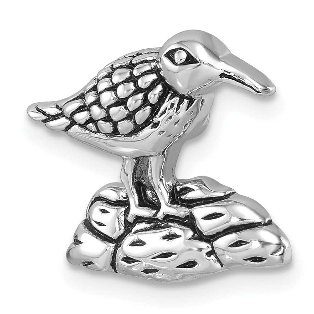 Sterling Silver Rhodium-plated Antiqued Sandpiper Chain Slide