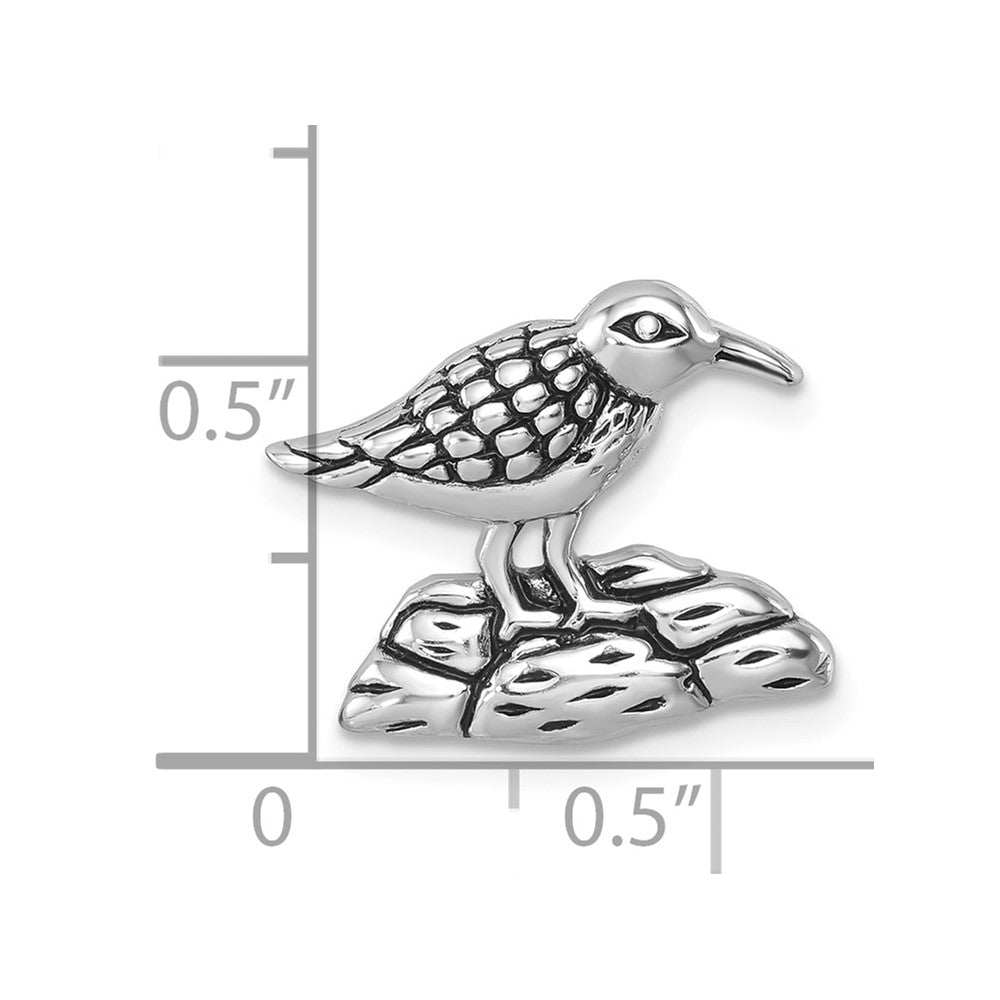 Sterling Silver Rhodium-plated Antiqued Sandpiper Chain Slide