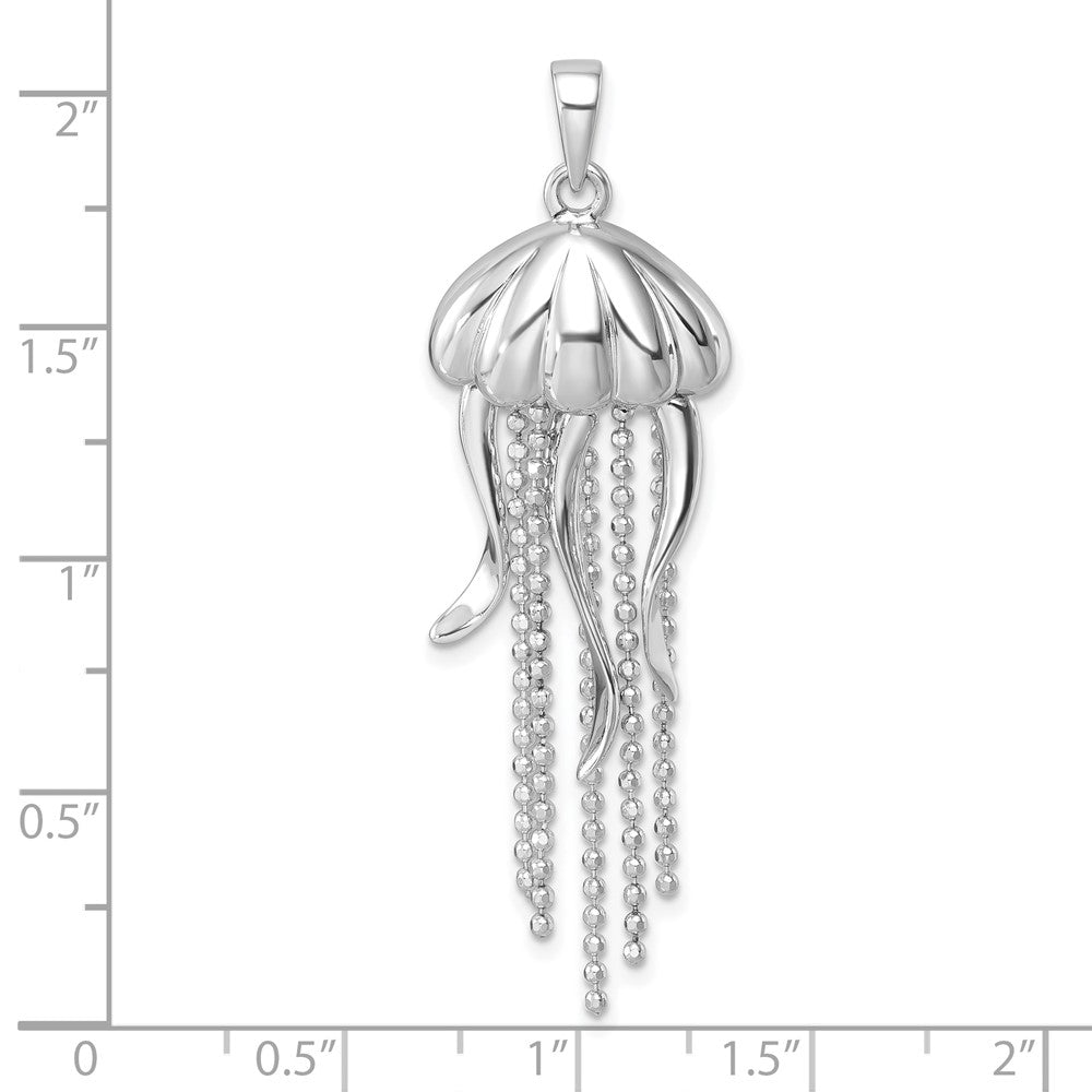 Sterling Silver Rhodium-plated Polished Moveable Jelly Fish Pendant