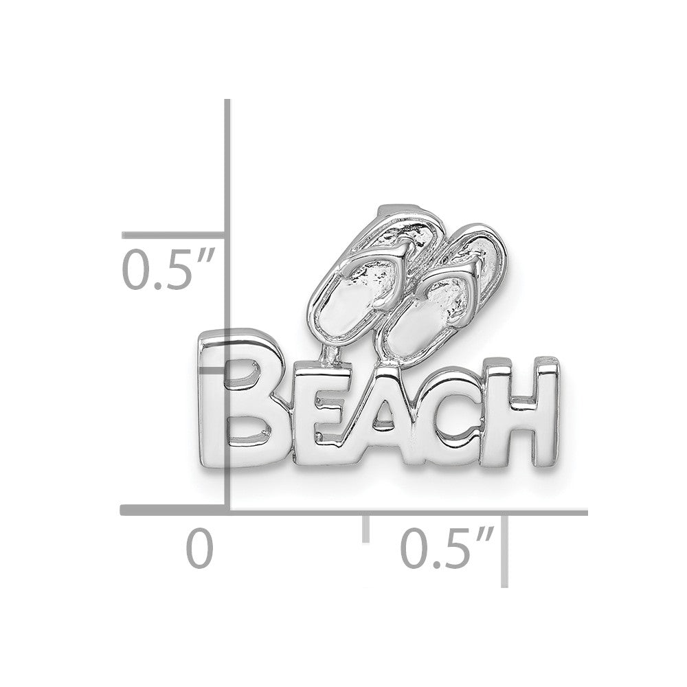 Sterling Silver Rh-Plated Polished Double Flipflop & 'Beach' Chain Slide