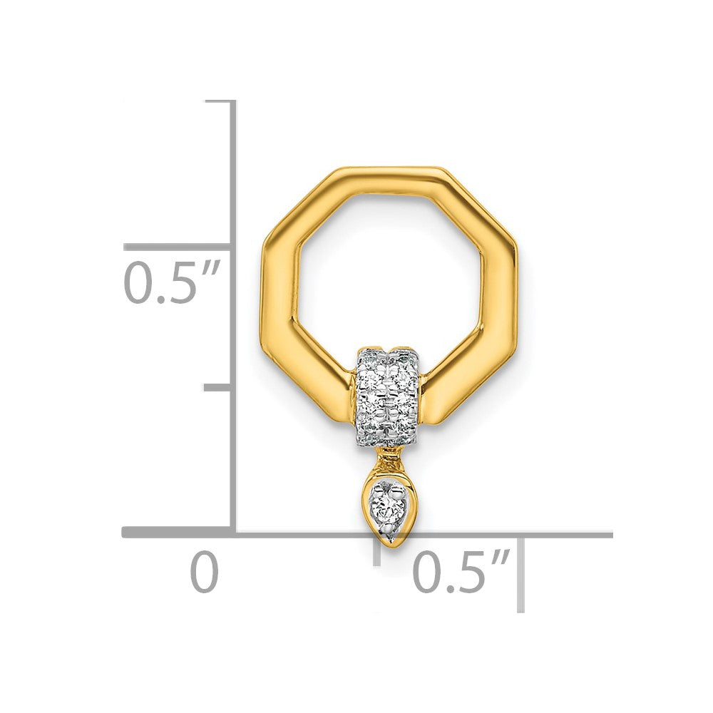 14K Polished 1/15 carat Diamond Octagon Chain Slide