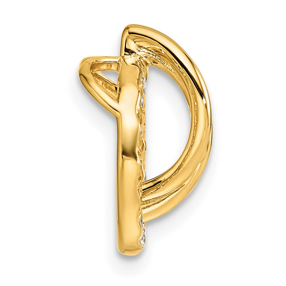 14K Polished 1/10 carat Diamond Open Circle Chain Slide
