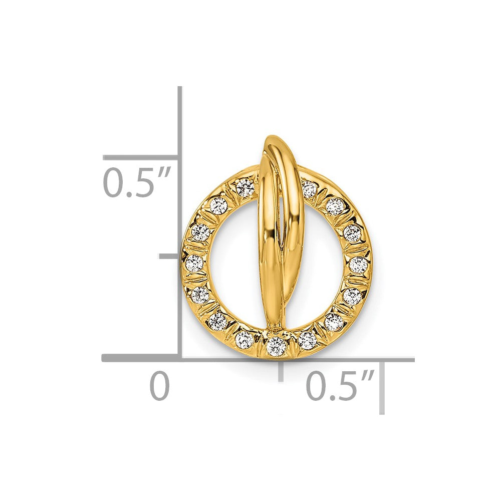 14K Polished 1/10 carat Diamond Open Circle Chain Slide