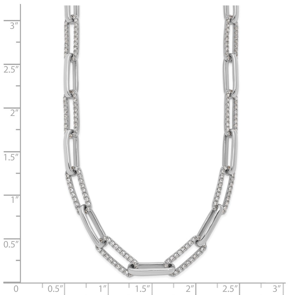 14k White Gold Polished 3.69 carat Diamond Paperclip Link 18 inch Necklace