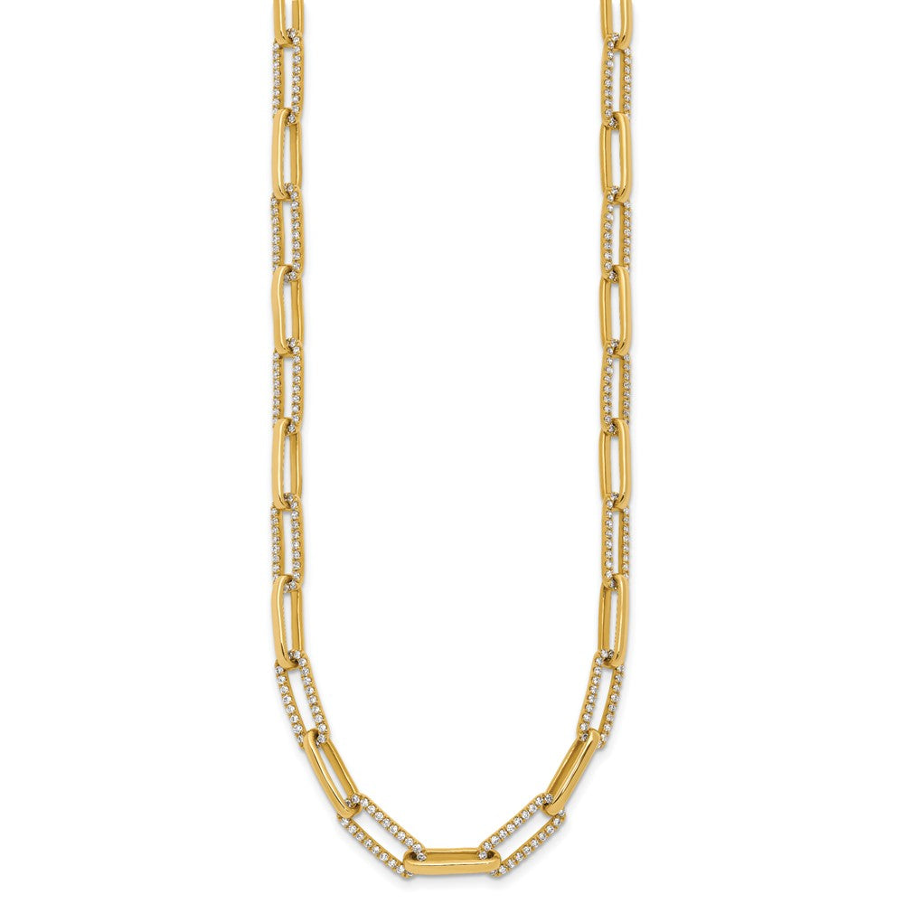 14k Polished 3.69 carat Diamond Paperclip Link 18 inch Necklace