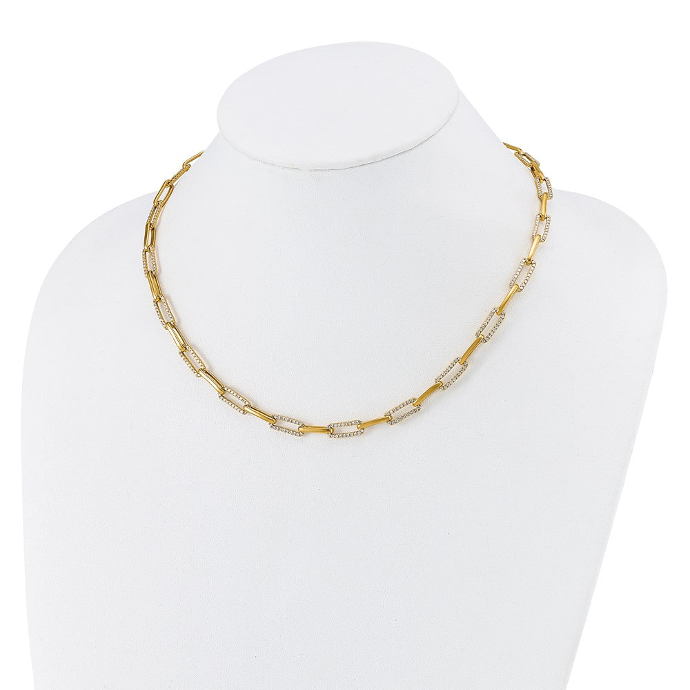 14k Polished 3.69 carat Diamond Paperclip Link 18 inch Necklace