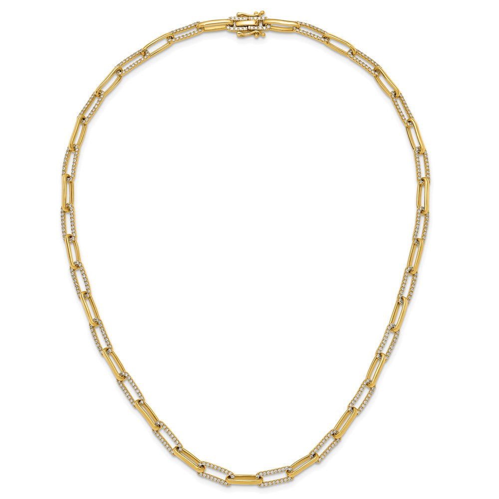 14k Polished 3.69 carat Diamond Paperclip Link 18 inch Necklace