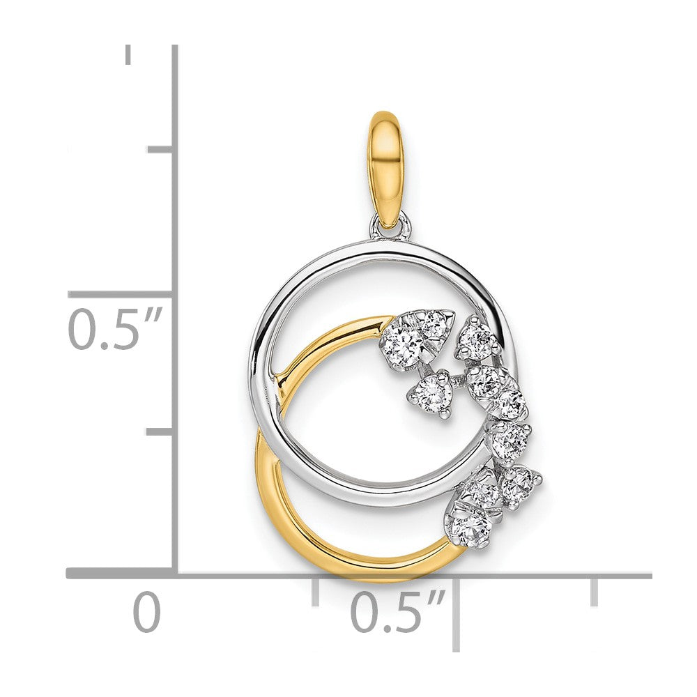 14K Two-tone Polished 1/5 carat Diamond Intertwined Circles Pendant