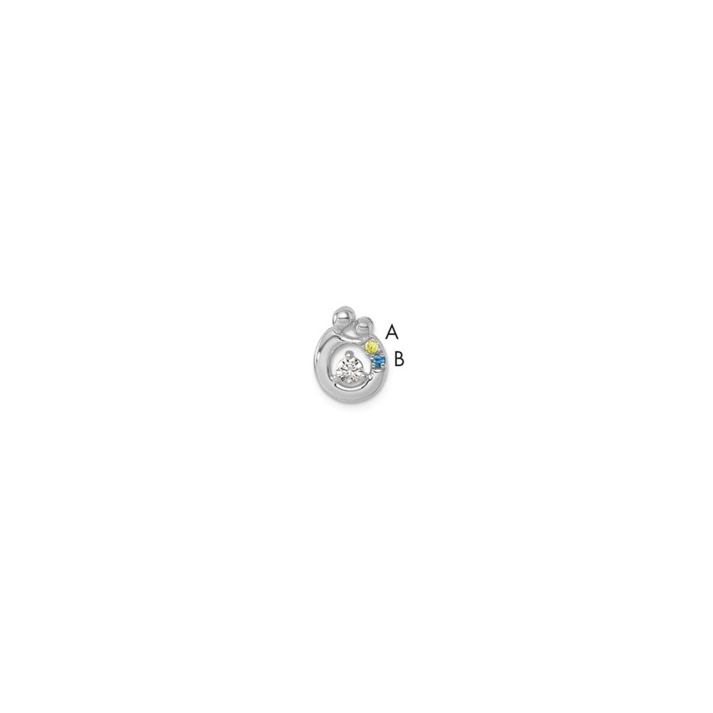 14k WG 2 Birthstone and Dia Mother/Child Chain Slide Semi-mount