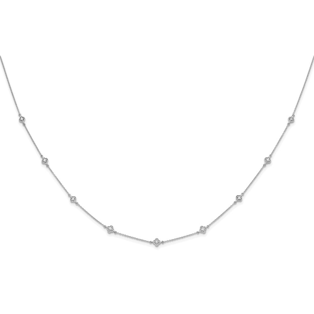14k White Gold Complete 1/2 carat Diamond Quatrefoil Design 9-Station 18 inch Necklace