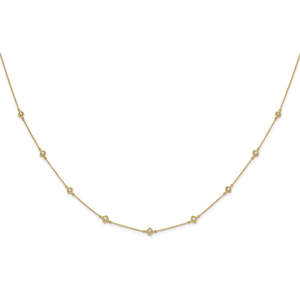 14k Complete 1/2 carat Diamond Quatrefoil Design 9-Station 18 inch Necklace