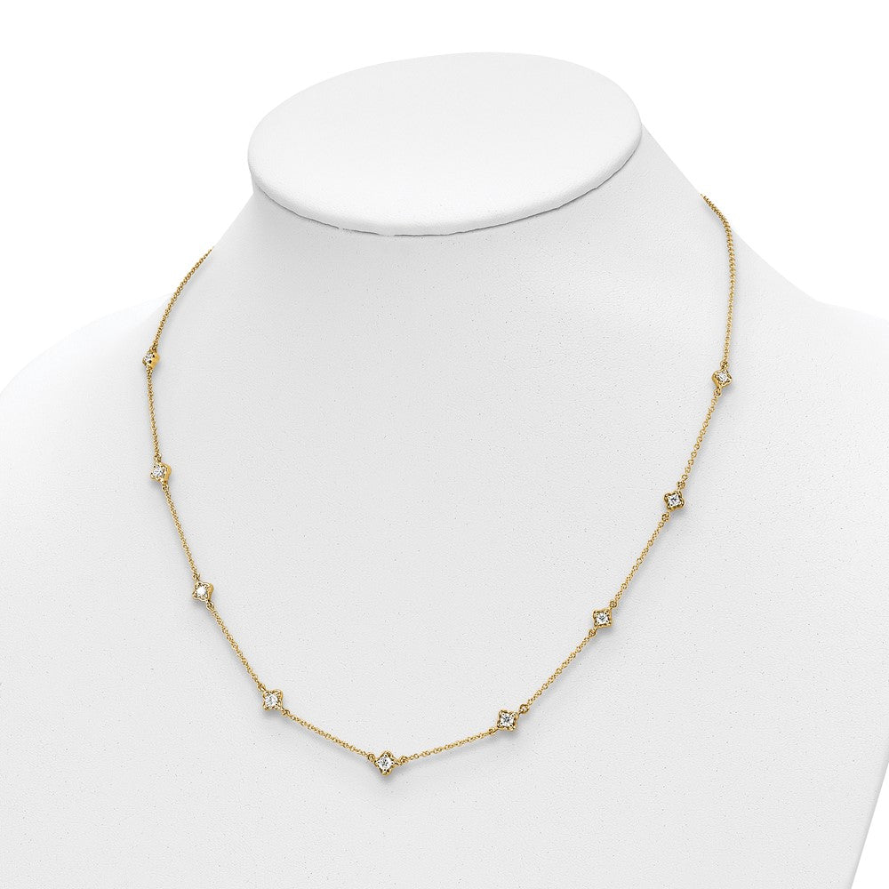 14k Complete 1/2 carat Diamond Quatrefoil Design 9-Station 18 inch Necklace