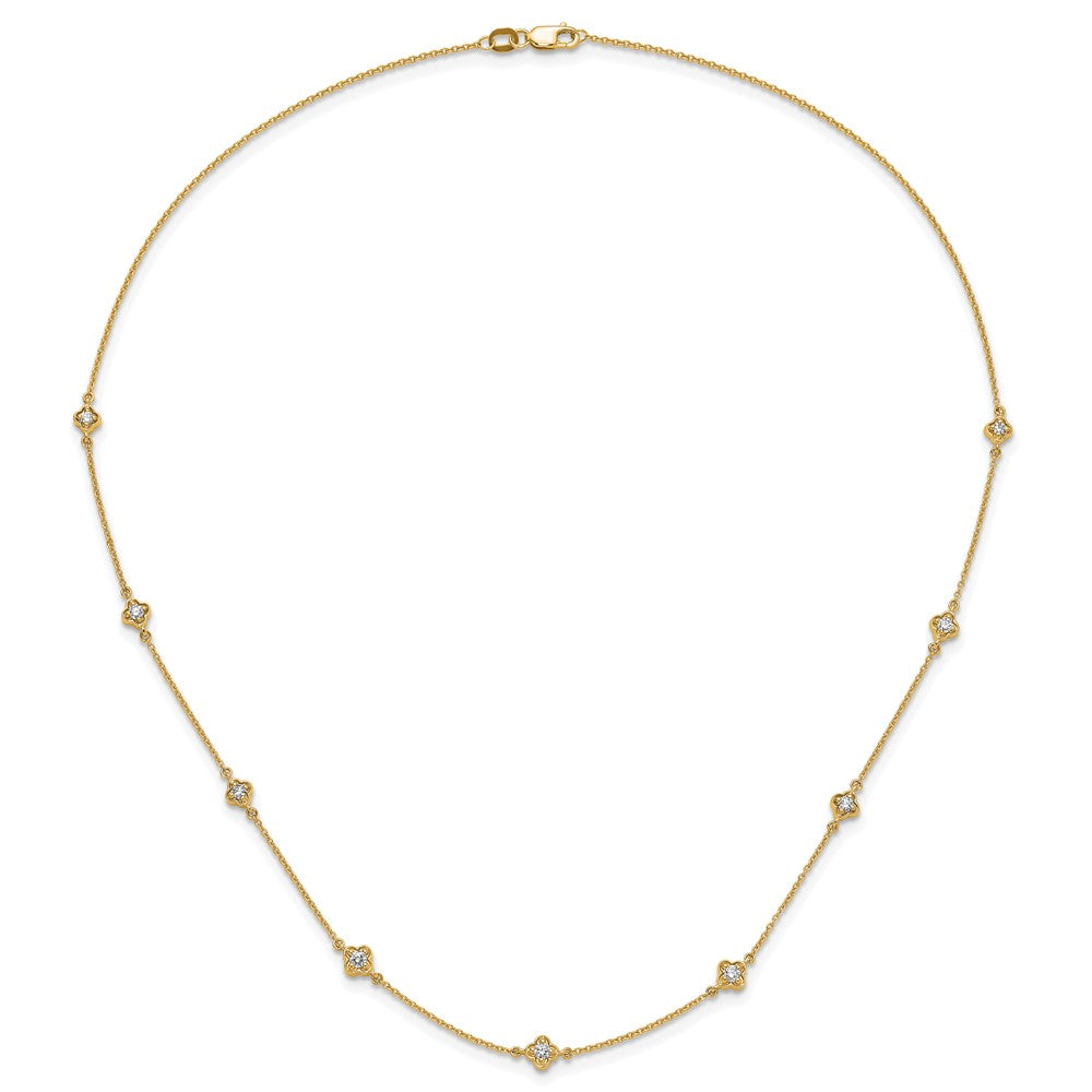 14k Complete 1/2 carat Diamond Quatrefoil Design 9-Station 18 inch Necklace