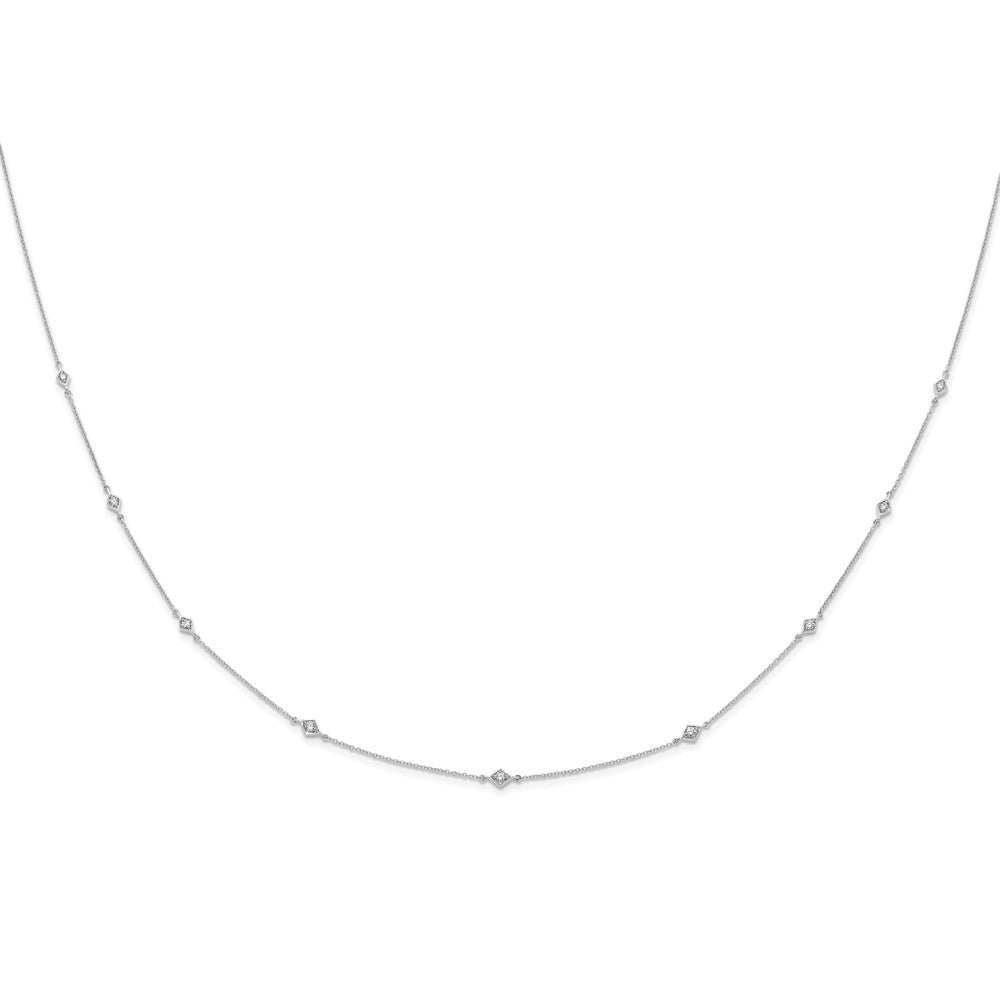 14k White Gold Complete 1/2 carat Diamond 9-Station 18 inch Necklace