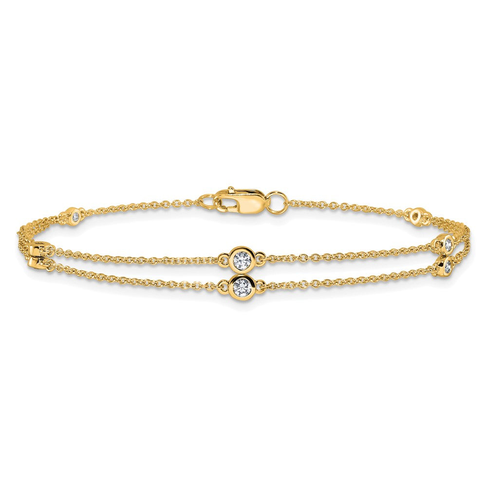 14k Complete 1/4 carat Diamond Multi-Station Double Strand 7 inch Bracelet