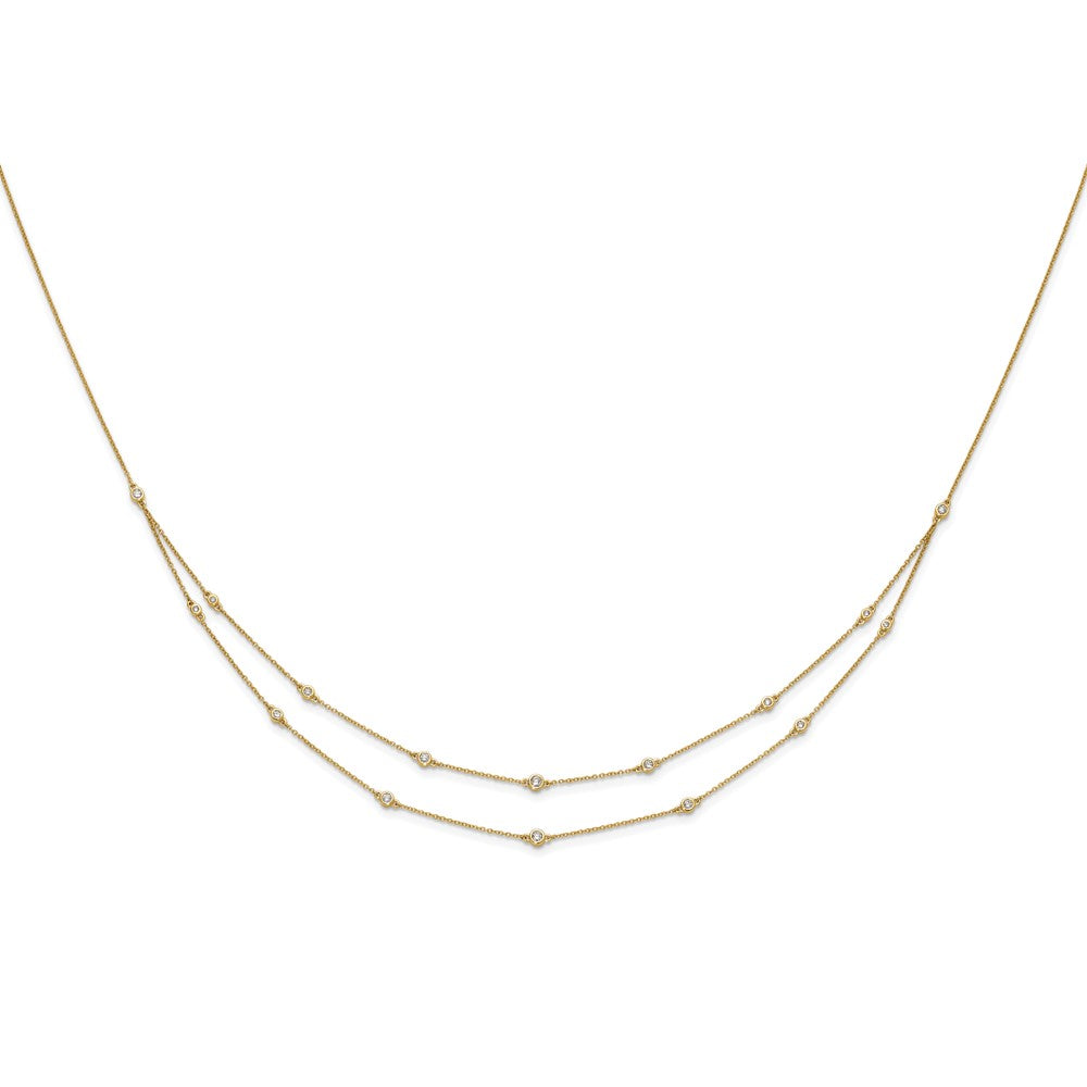 14k Complete 1/2 carat Diamond Multi-Station Double Strand 18 inch Necklace