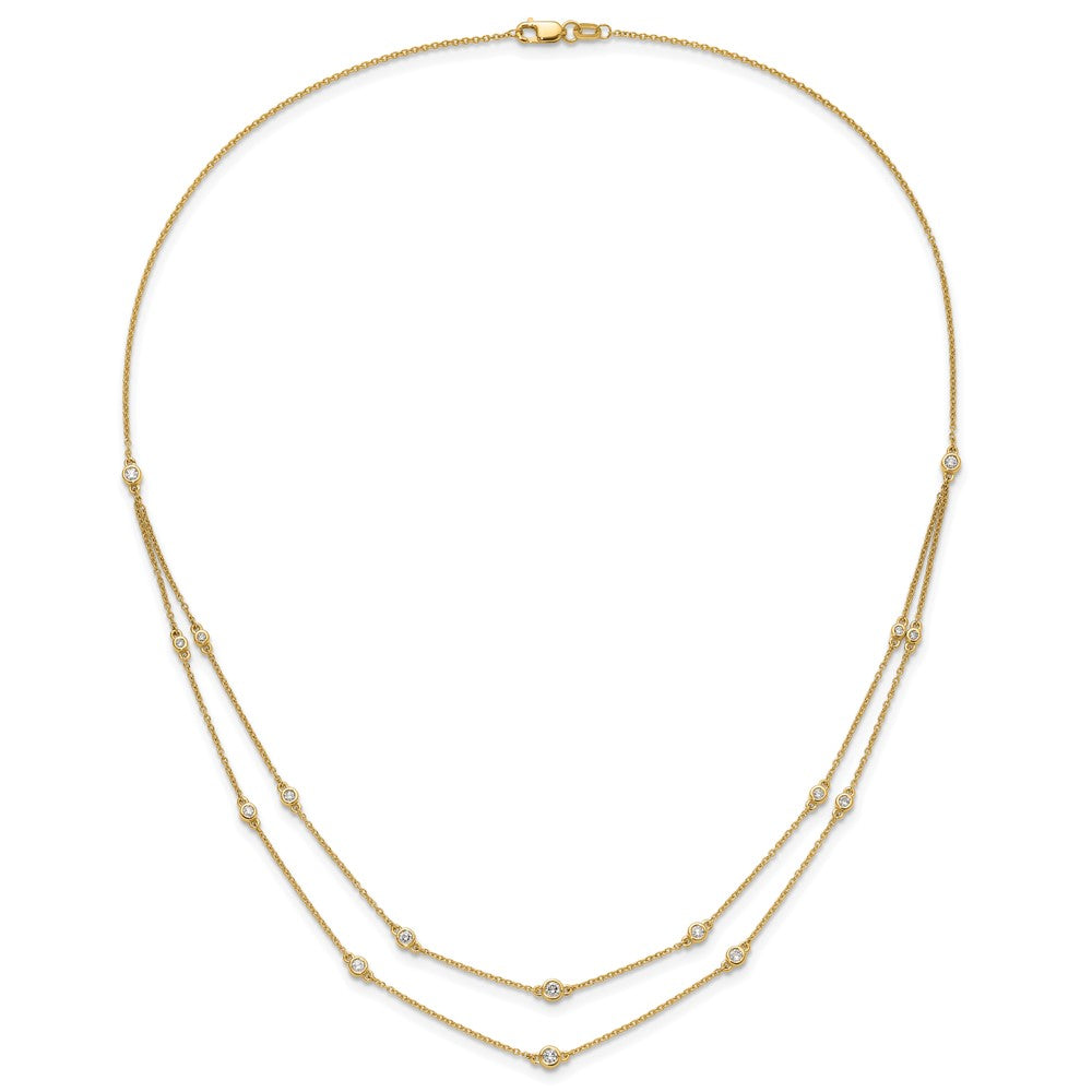14k Complete 1/2 carat Diamond Multi-Station Double Strand 18 inch Necklace