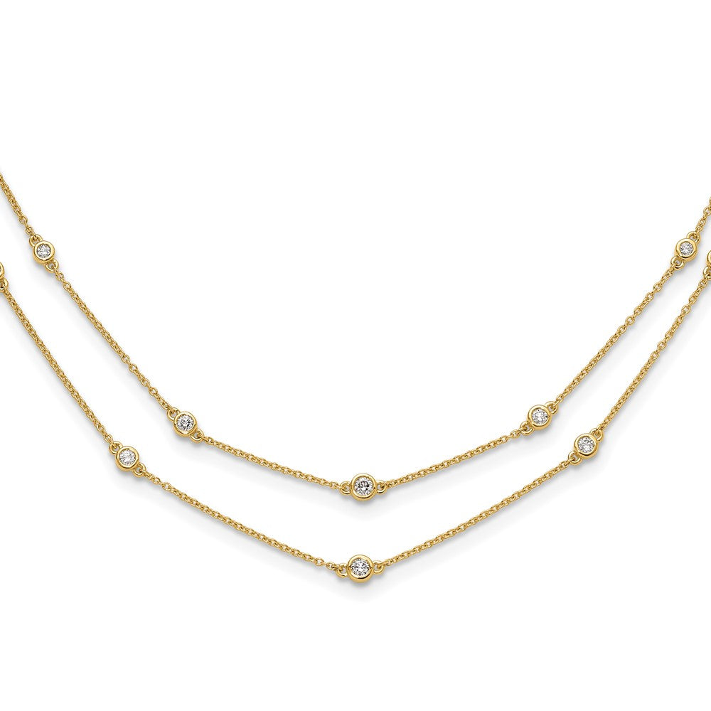 14k Complete 1/2 carat Diamond Multi-Station Double Strand 18 inch Necklace