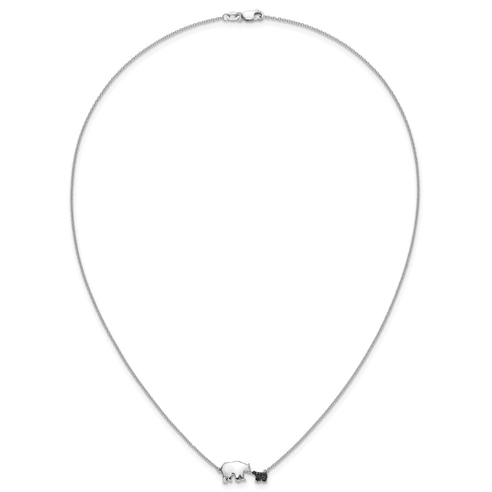14k White Gold 1/20 carat Black Diamond Mother and Baby Bear 18 in Necklace