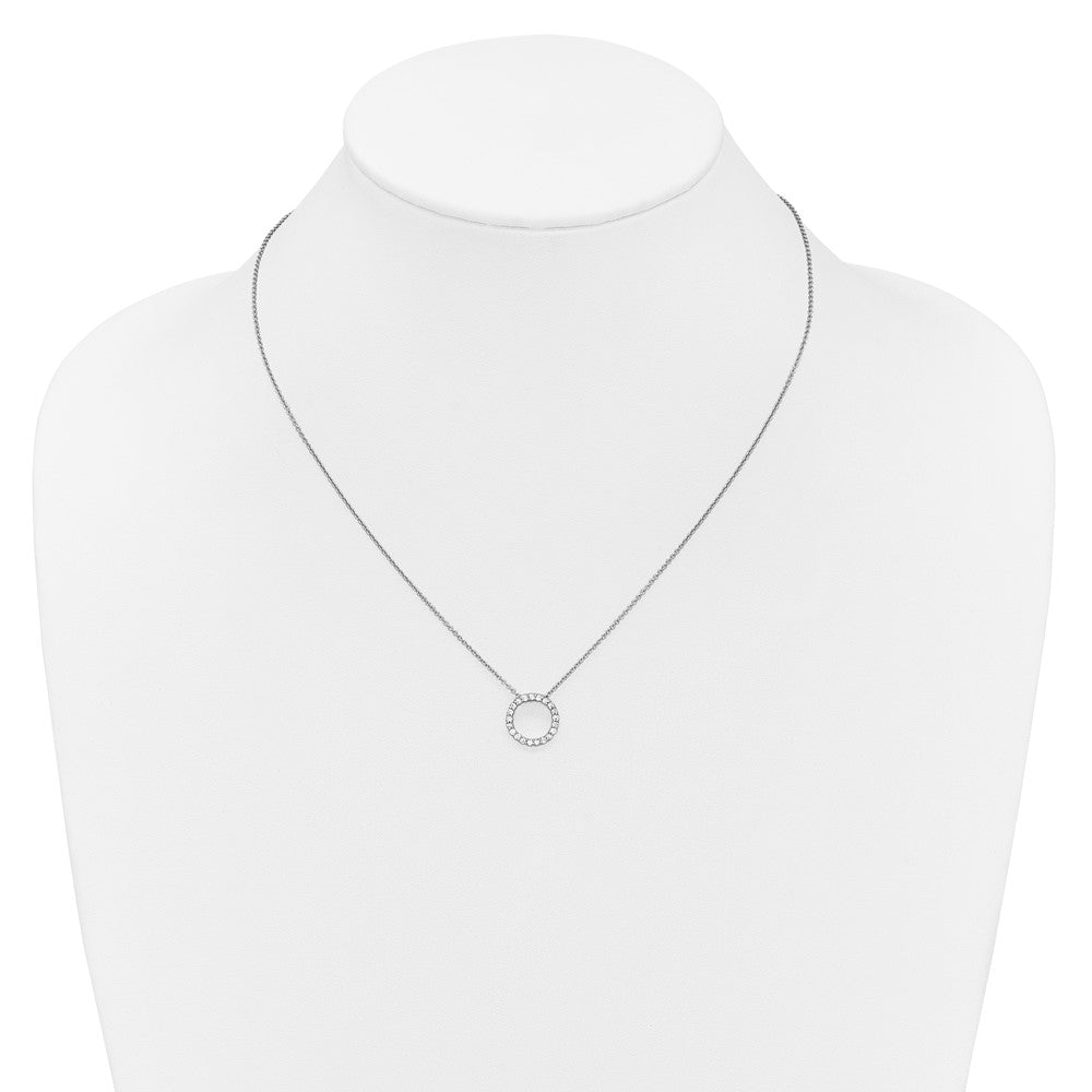 14k White Gold 1/4 carat Diamond Circle 18 inch Necklace