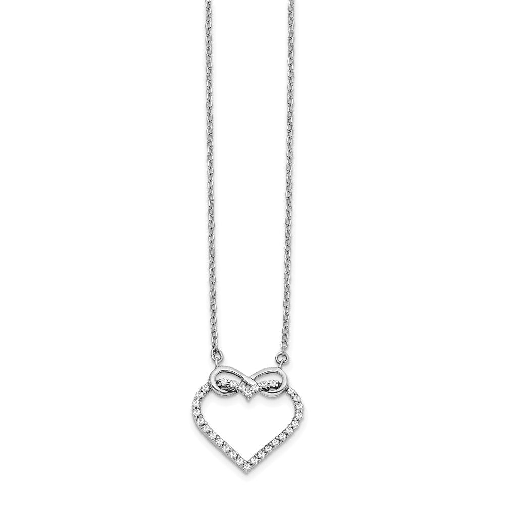 14k White Gold 1/4 carat Diamond Heart with Infinity 18 inch Necklace