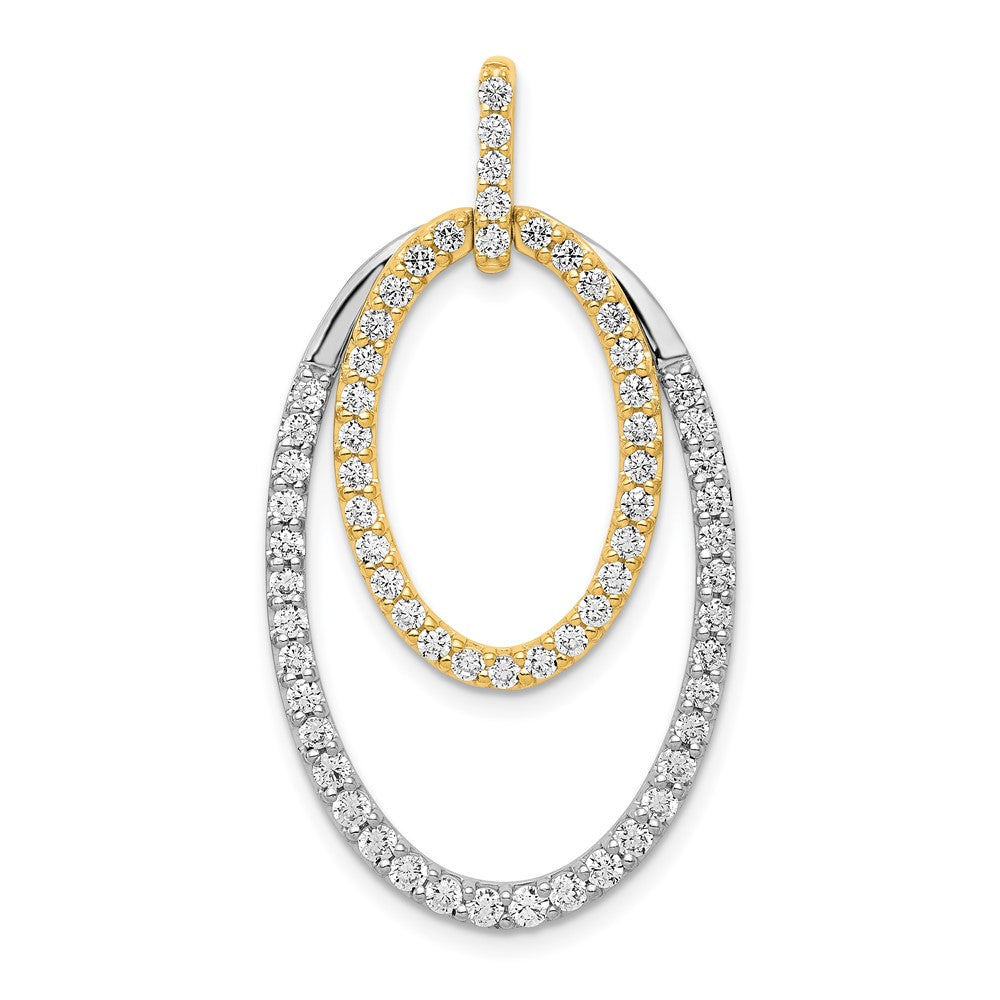 14k Two-tone 1 carat Diamond Double Oval Pendant