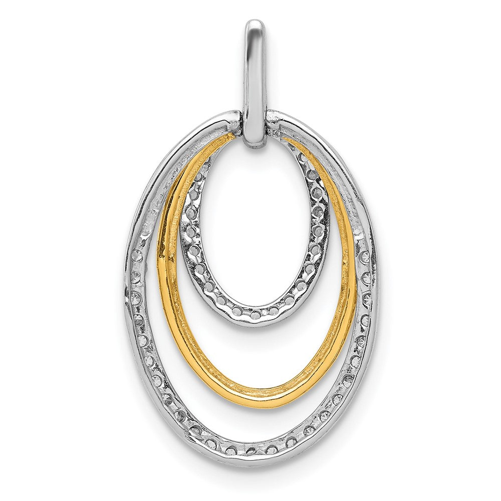 14k Two-tone 1/4 carat Diamond Fancy Triple Oval Pendant