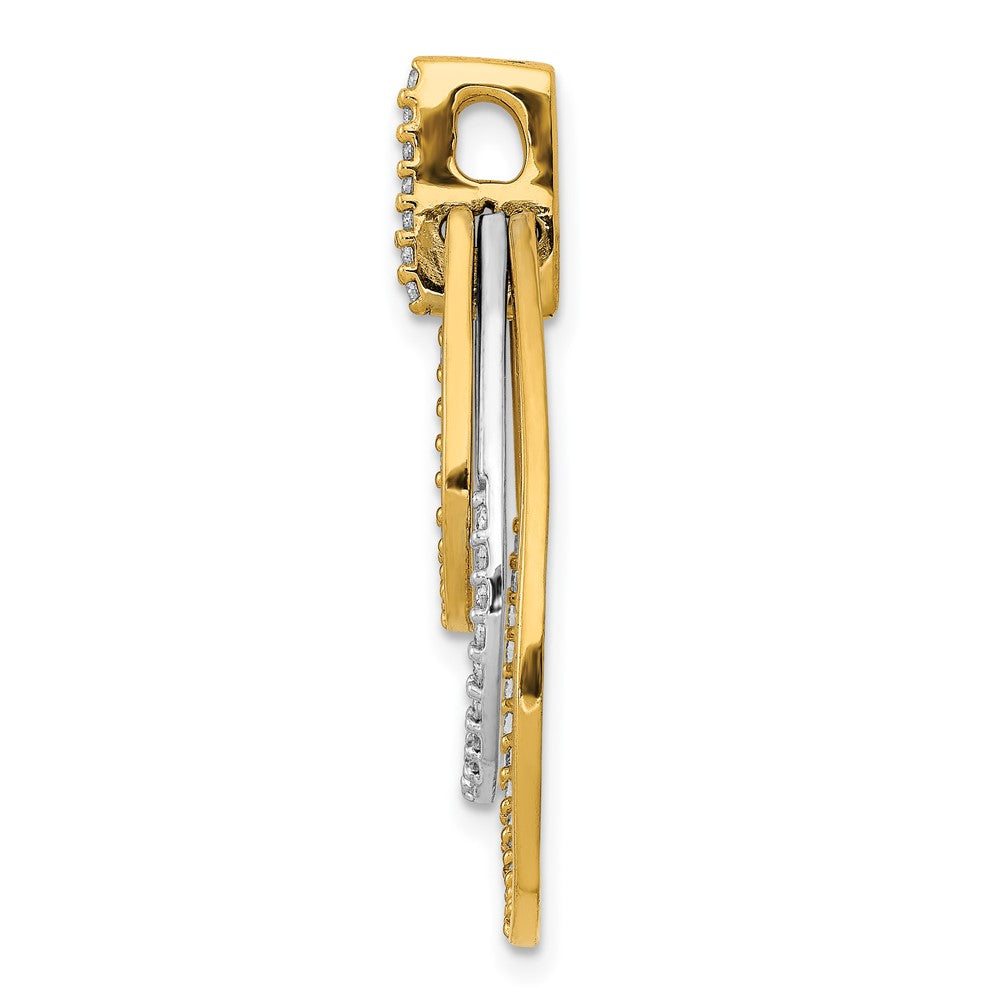 14k Two-tone Polished 1/4 carat Diamond Triple Teardrop Pendant