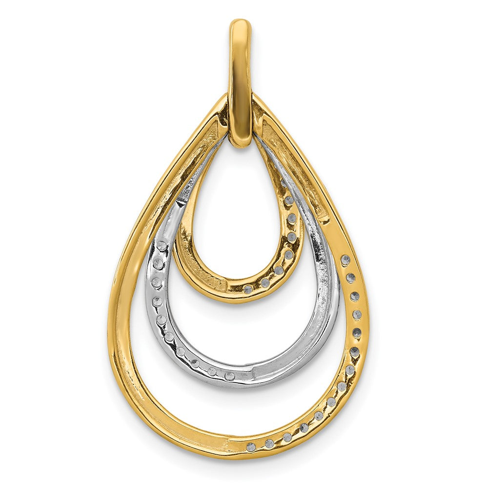 14k Two-tone Polished 1/4 carat Diamond Triple Teardrop Pendant