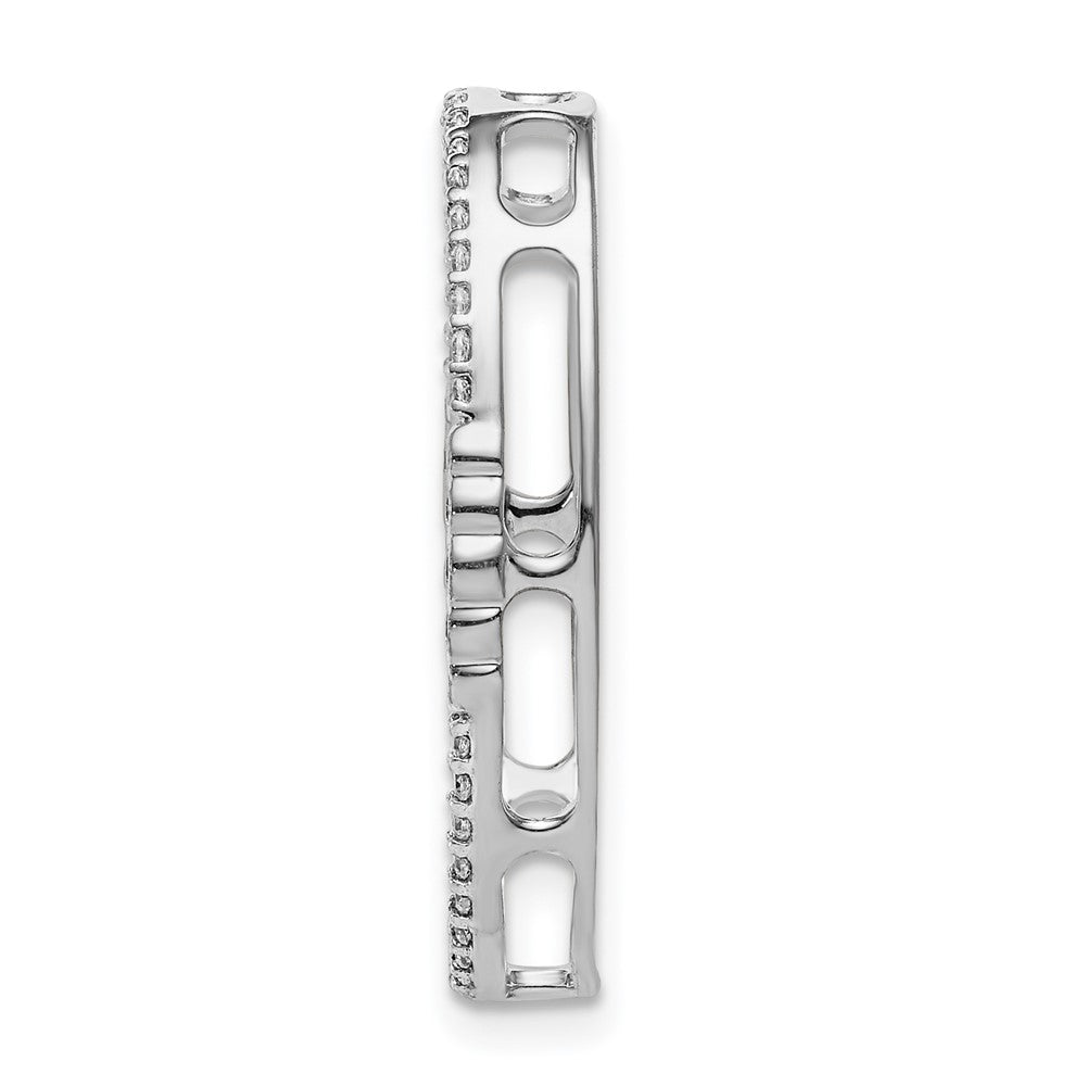 14k White Gold 1/4 carat Diamond Oval Chain Slide