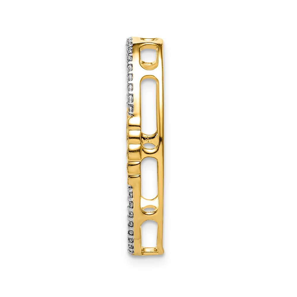 14k White Gold 1/4 carat Diamond Oval Chain Slide