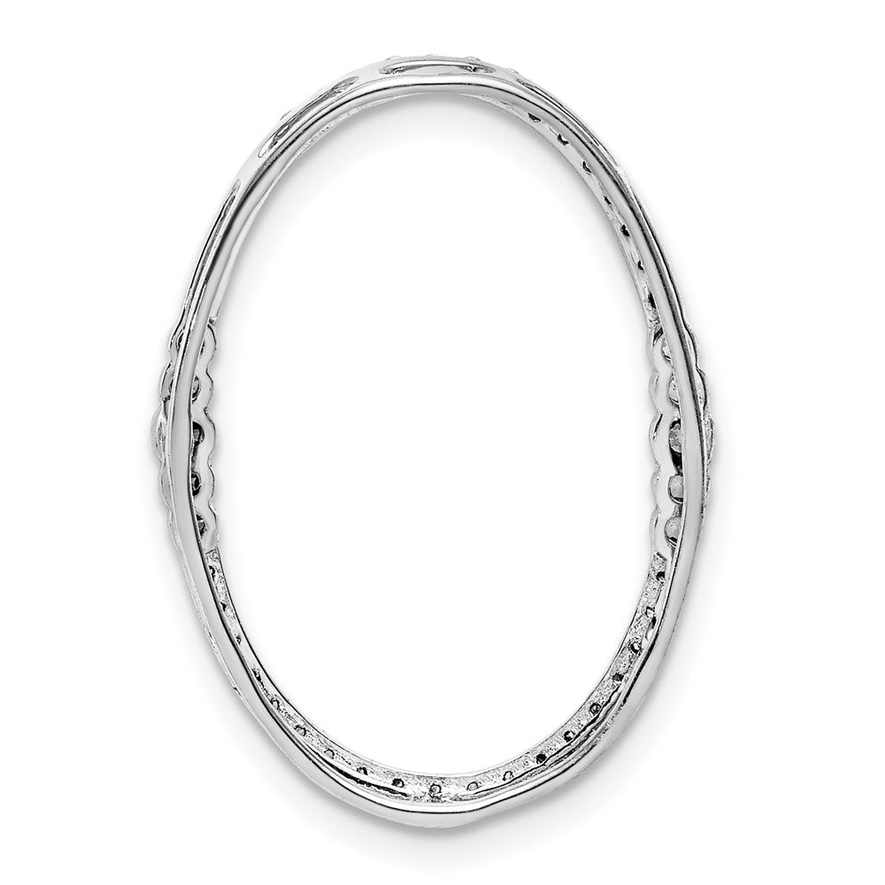 14k White Gold 1/4 carat Diamond Oval Chain Slide