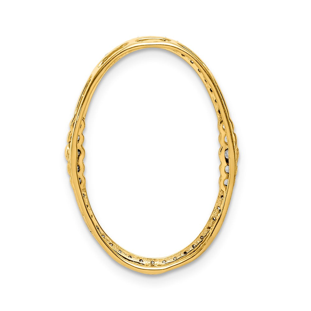 14k White Gold 1/4 carat Diamond Oval Chain Slide